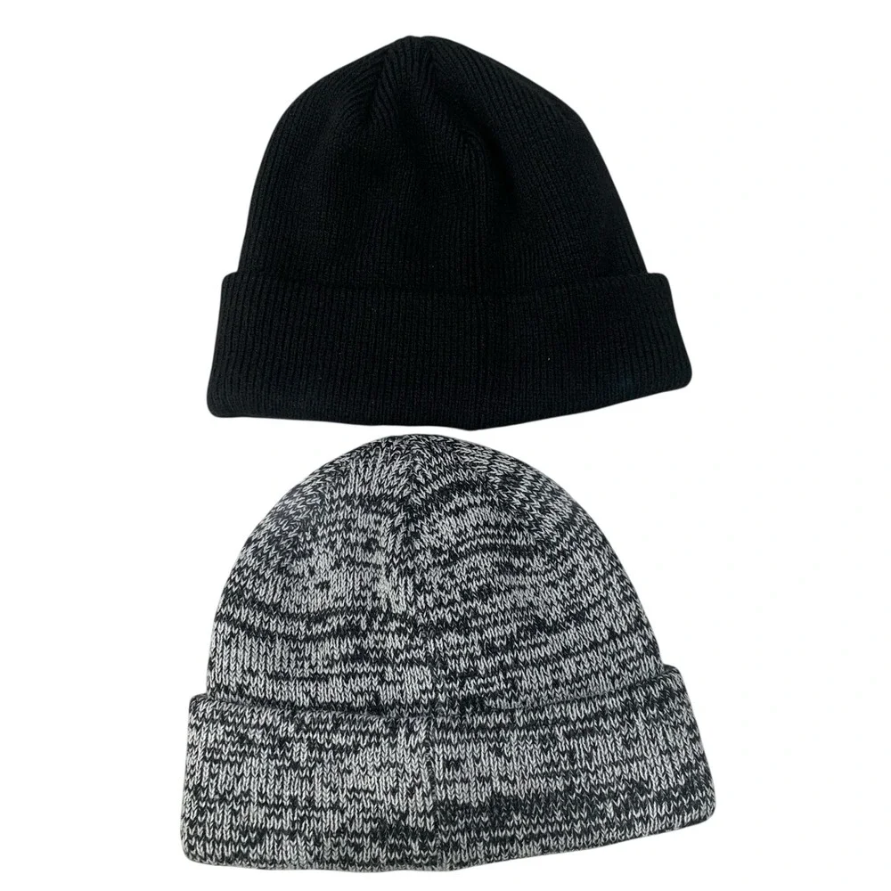 Adidas Originals Trefoil Knit Beanie Lot of 2 OSFM‎ Black Gold Gray New